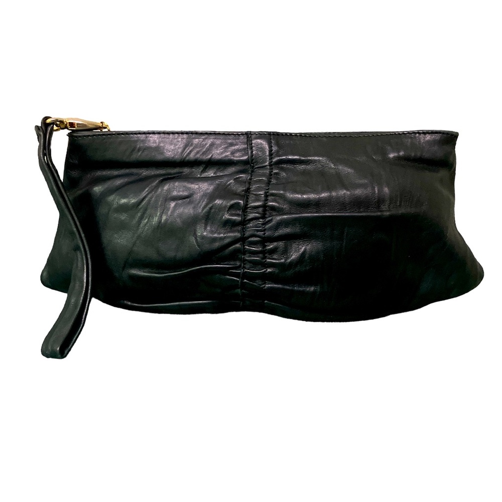 Christopher Kon Leather Black Clutch Wristlet Purse Minimalist